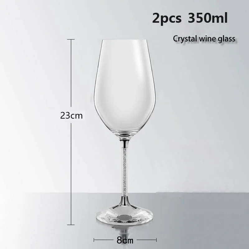2pcs 350ml Европейский роскошный хрустальный Алмазный Кубок для шампанского бокал для вина Романтические свадебные бокалы Подарочная коробка вечерние посуда для напитков - Цвет: 2pcs 350ml