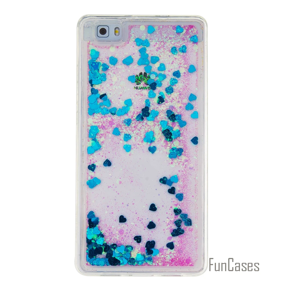 Coque Bling Love Heart Stars Мягкий ТПУ чехол для телефона huawei P8 Lite Funda Quicksand Ascend # | Мобильные
