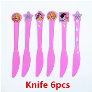 Knife 6pcs Дисней Принцесса Белоснежка Золушка колокол Русалка Спящая красавица запутанные Дети Детская Вечеринка дня рождения событие украшения поставки - Цвет: Knife 6pcs