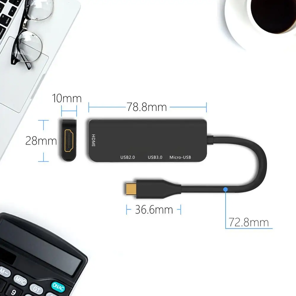 4 в 1 4K 1080p Type c к HDMI/Micro USB/USB 3 0/USB 2 0 HDMI Hub USB коммутатор|Кабели VGA| |