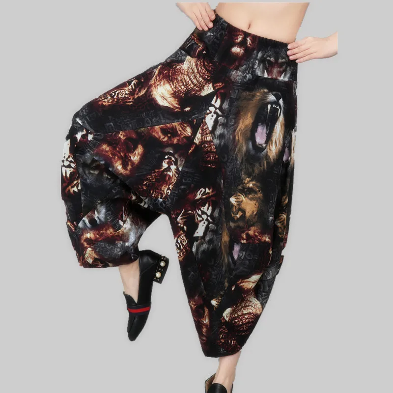 2017 Women Harem Trousers Cotton Linen Loose Plus Size Wide Leg Pants Elastic Waist Vintage Womens Casual |