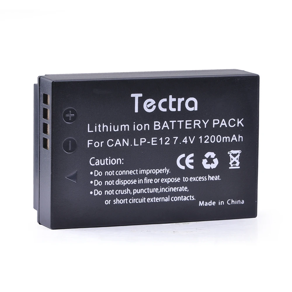 Tectra 2Pcs 1200mAh LP E12 LPE12 Аккумулятор для камер Canon EOS M M10 M100 Rebel SL1 100D|battery for canon|lp e12eos rebel sl1 |