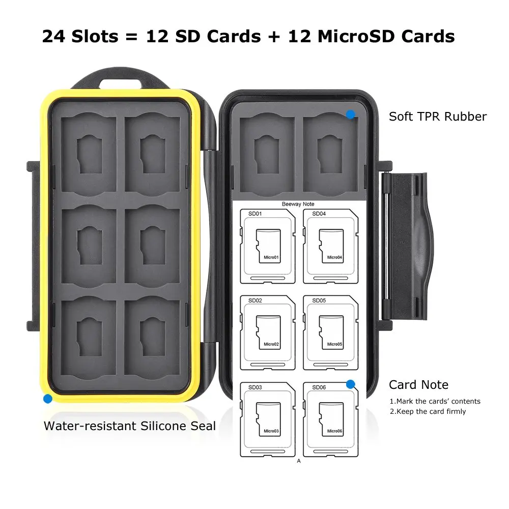 Жесткая водостойкая защита держатель для карт памяти 24 слота SD SDHC SDXC и Micro TF|Чехлы