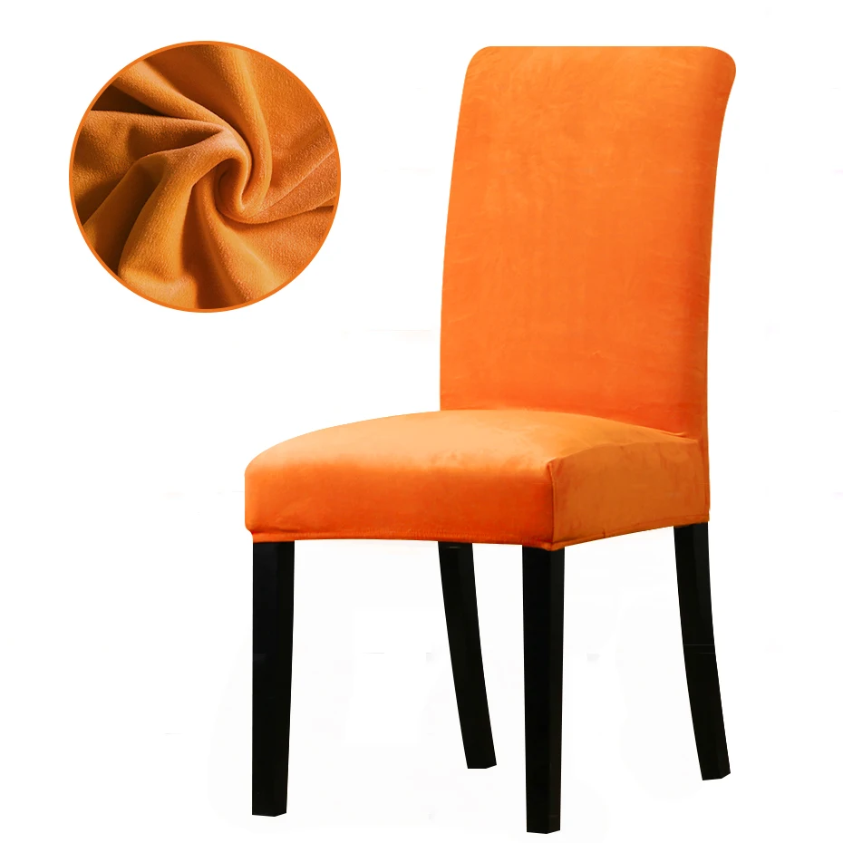 Velvet fabric Chair Cover Washable Removable Big Elastic Seat Arm Covers Slipcovers Stretch Chair Covers For Banquet Office - Цвет: Orange