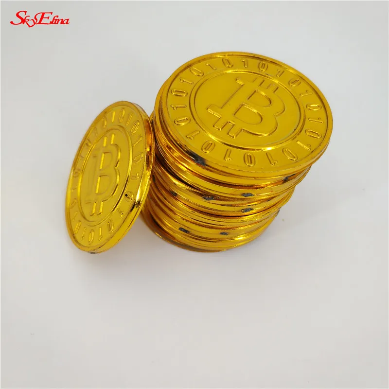 100pcs Plastic Gold-plated Bitcoin Coin Art Collection Gift Children's Toys Coins 7zHH263 |