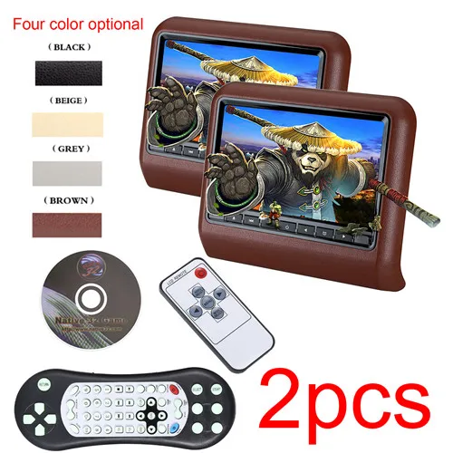 Коричневый 2 pes 9 дюймов 800*480 Автомобильный подголовник монитор dvd-плеер USB/SD/HDMI/FM/игры TFT ЖК-экран сенсорная кнопка поддержка беспроводных наушников - Цвет: Коричневый
