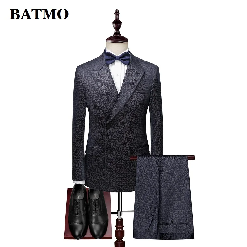 

BATMO 2019 Новое поступление высококачественные двубортные модные повседневные приталенные костюмы с принтом, мужское свадебное платье, XZ311