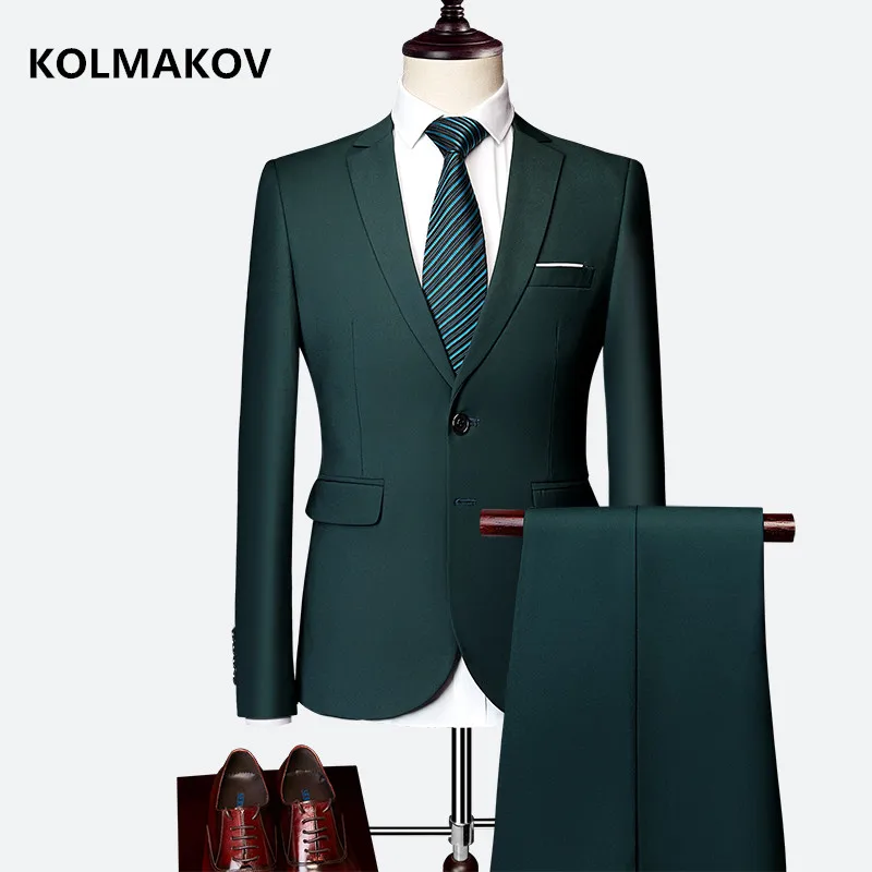 

Мужской свадебный костюм, пиджак и брюки, облегающий, 2 шт., 2019