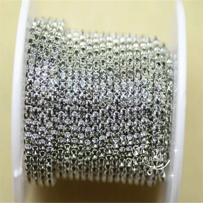 grey in silver 10 ярдов лента из бисера серебряное золото тесьма отделка платье пришить швейная одежда аксессуары ss6 ss8 ss10 ss12 - Цвет: grey in silver