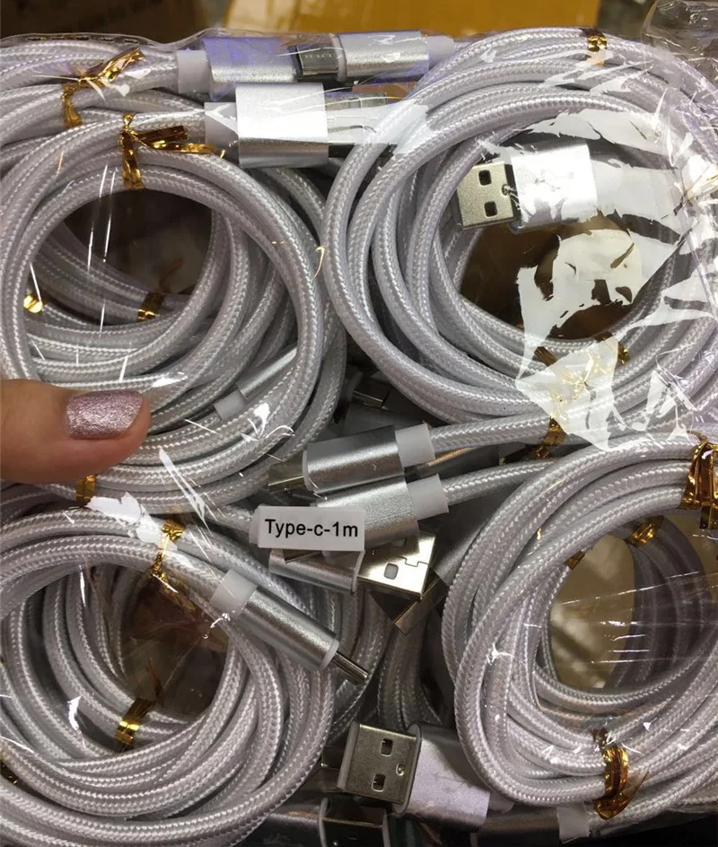 1000pcs 1M Durable Type C Cable Long Cord Fast Charging Fabric Type-c Data Line Wire USB Sync Cables for Samsung S8 Nexus LG | Мобильные
