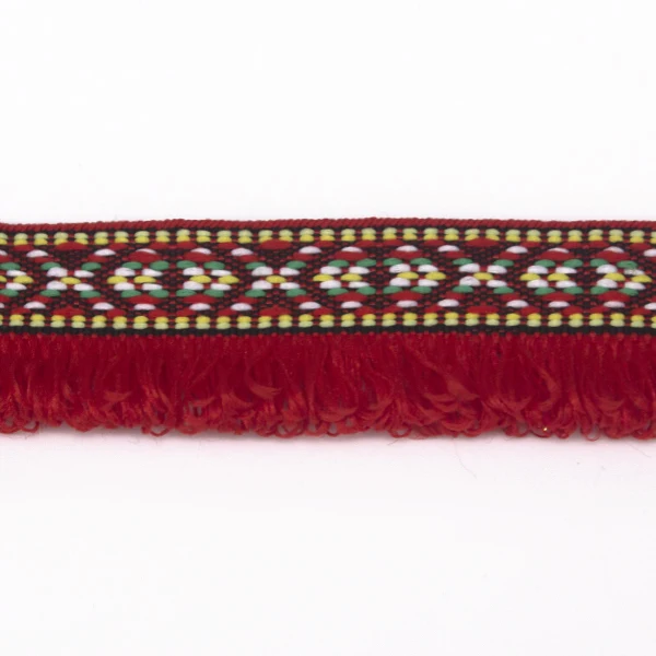 Красная жаккардовая плетеная отделка декорированная бахрома с кисточками