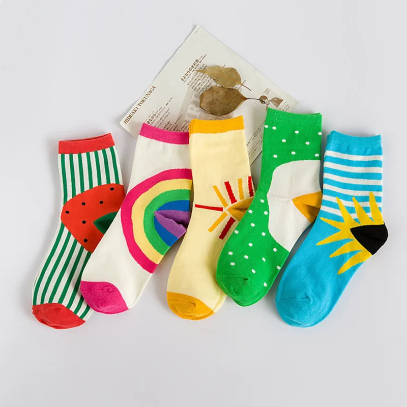 

1Pair/lot 'Funny Heel' Fashion Striped Dots Girl Female Lady Candy Socks Winter Autumn Style Women Cotton Meias Calcetines A073