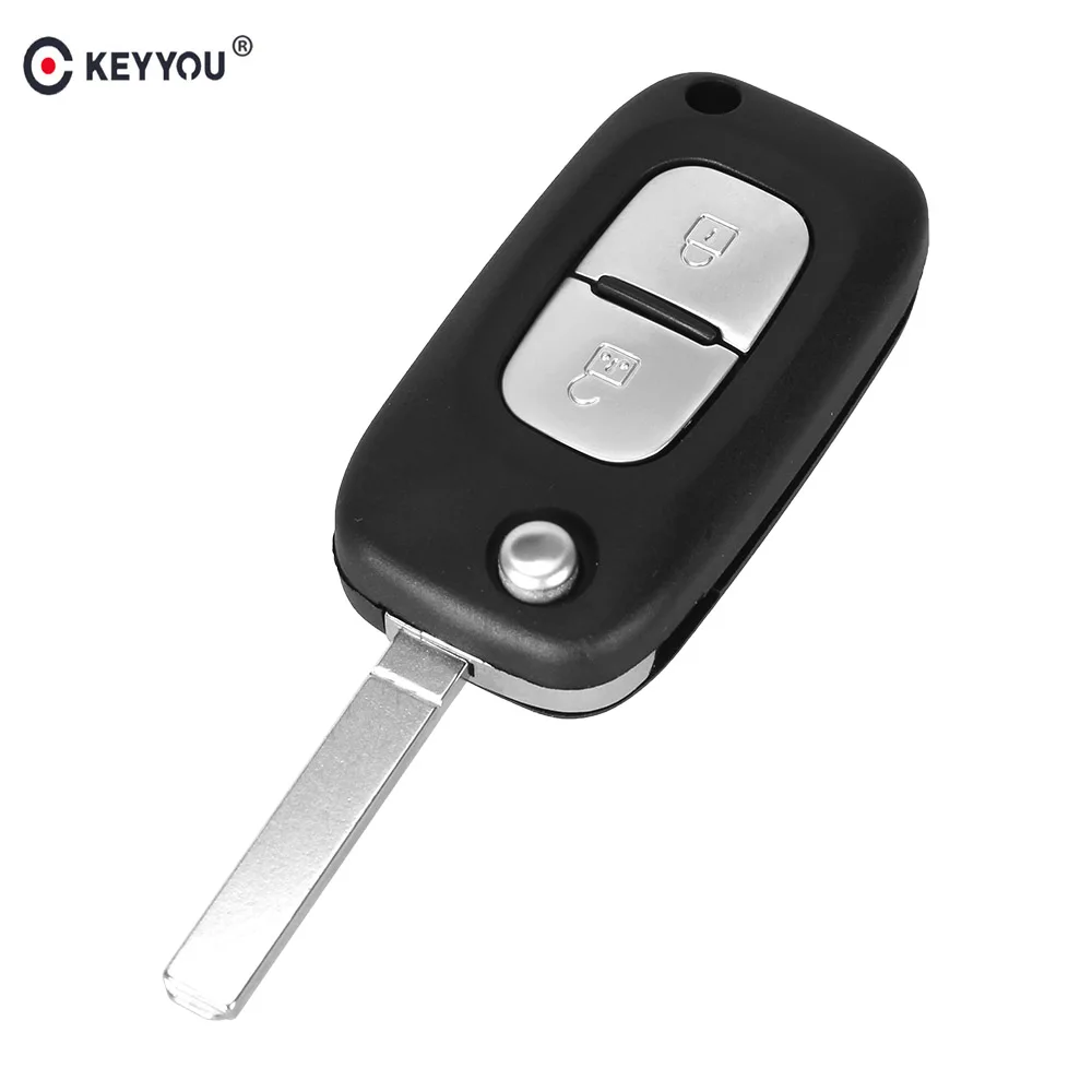 Чехол для автомобиля KEYYOU, складной чехол для ключей с дистанционным управлением, для Renault Clio Megane Kangoo Modus, 2 кнопки, неразрезанное лезвие, флип-брелок