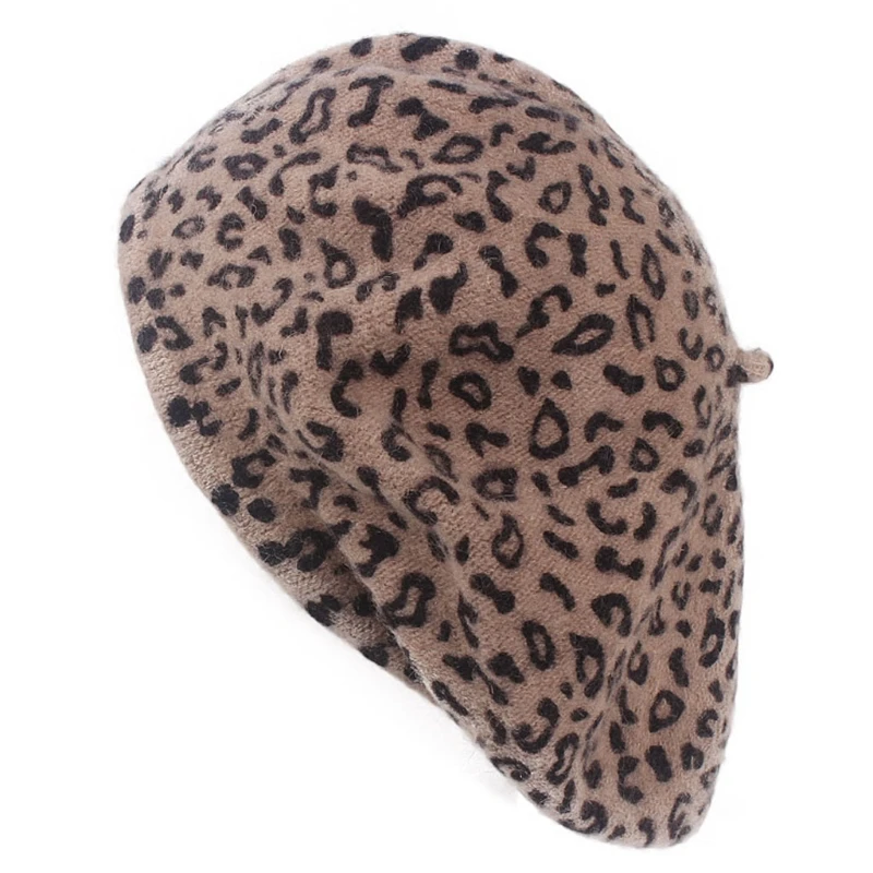 Модные женские Берет кепки осень зима шерсть Leopard Печать 5 цветов Beanie Hat|Женские