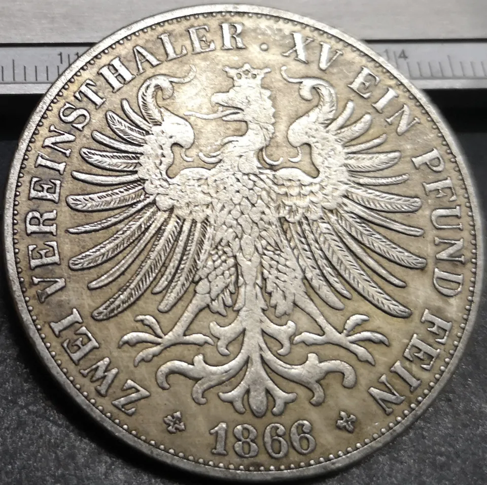1866 г. бесплатный Императорский город франкфура 2 вереингера Посеребренная