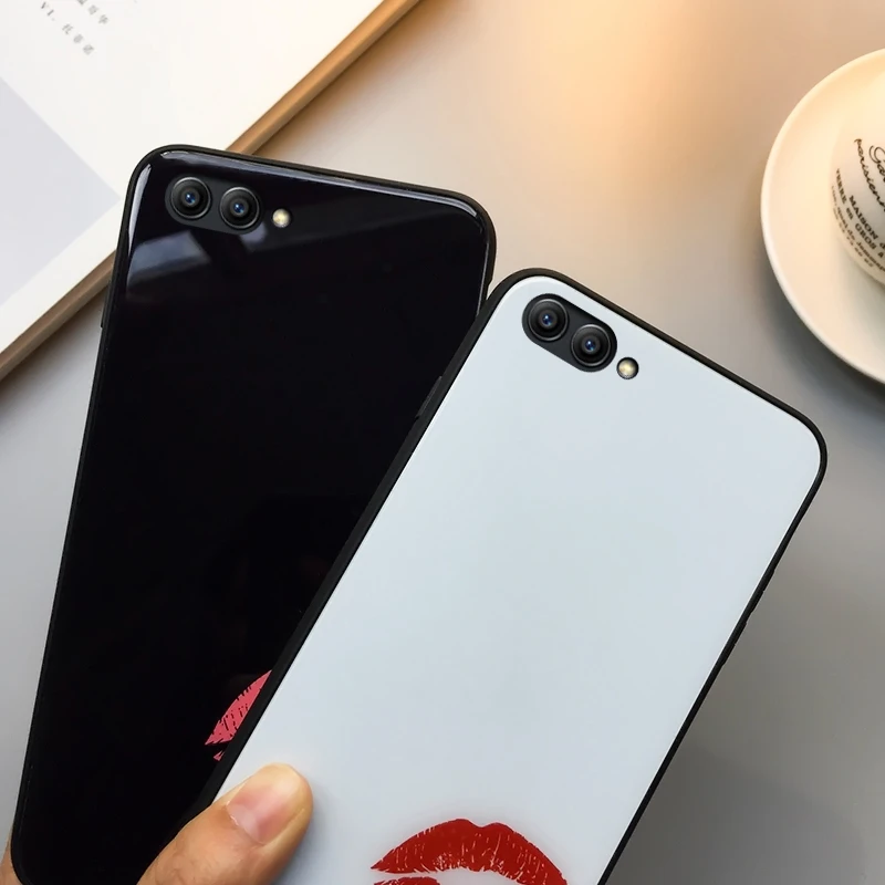 Чехол BONVAN из закаленного стекла для Huawei Nova 2 2i 2s жесткий чехол с красными губами Plus