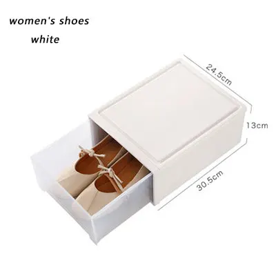 white w shoes Утолщенные ящики тип обуви Органайзер белые прозрачные ящики для хранения дети женщина мужчина контейнер для обуви домашние штабелируемые коробки - Цвет: white w shoes