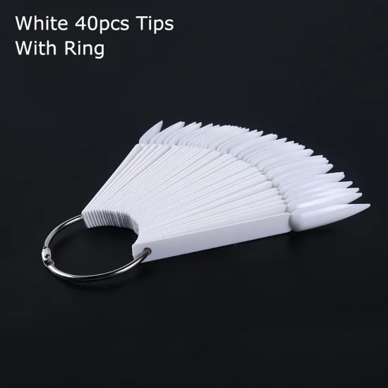White STZ 40 шт./компл. накладные ногти кончики острые длинные практики цвет карты вентилятор природа прозрачный поддельный Гель-лак для ногтей дисплей маникюрные инструменты#1503 - Цвет: White