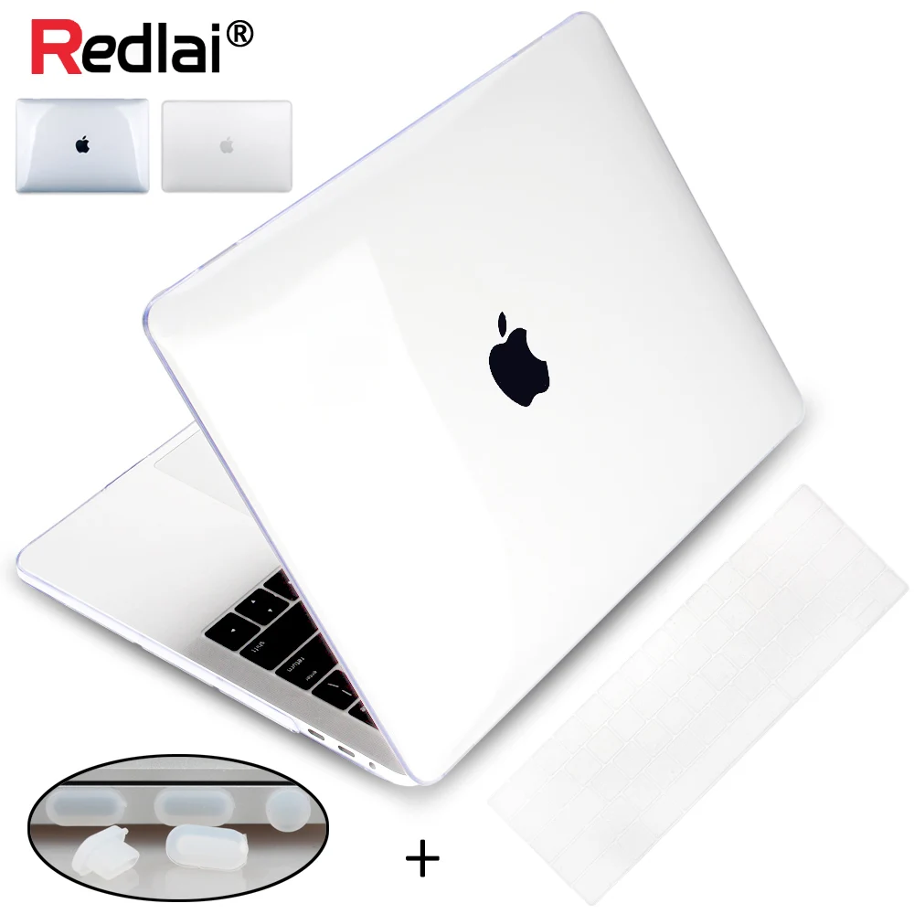 Прозрачный пластиковый жесткий чехол Redlai для MacBook Pro 13 15 16 дюймов A2141 A2159 Touch bar 2020
