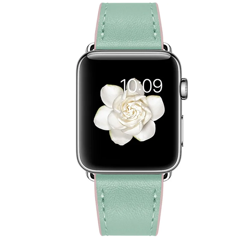 Модный женский ремешок для часов Apple Watch ярких цветов из натуральной кожи с