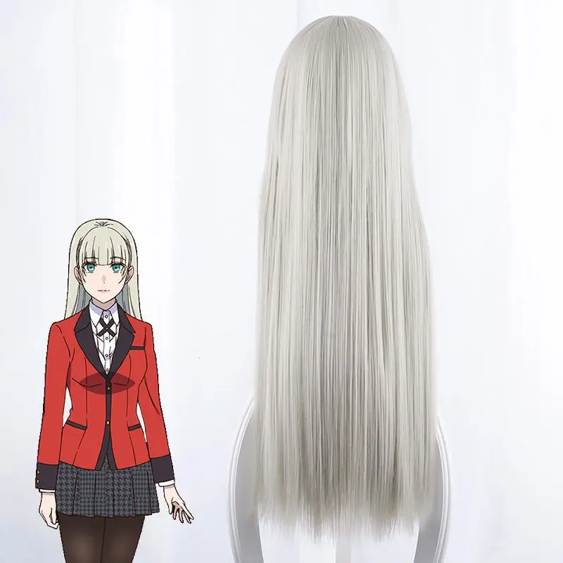Японский косплей парик Kakegurui Compulsive Gambler Momobami Ririka серебряные костюмы с длинными