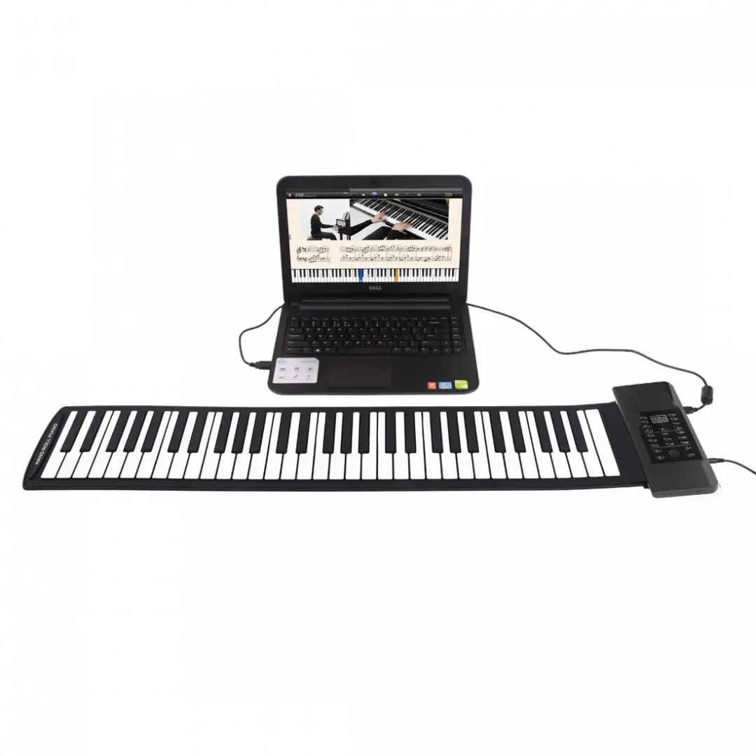 61 Keys MIDI Output Foldable Roll Up Piano Rechargeable Electronic Portable Silicone Flexible Keyboard Organ Built-in Speaker enlarge