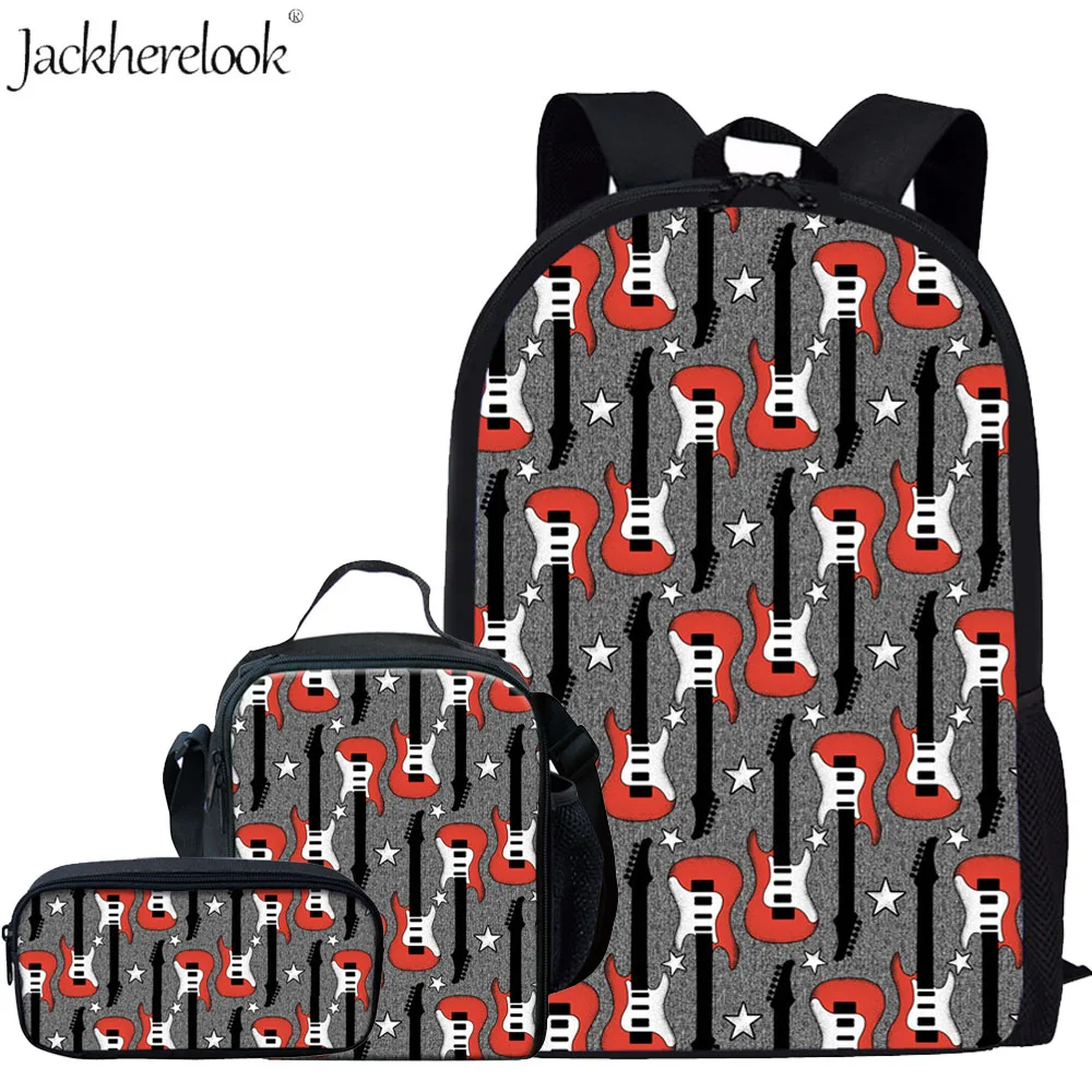 3 шт. детский рюкзак с принтом гитары|Школьные ранцы| |