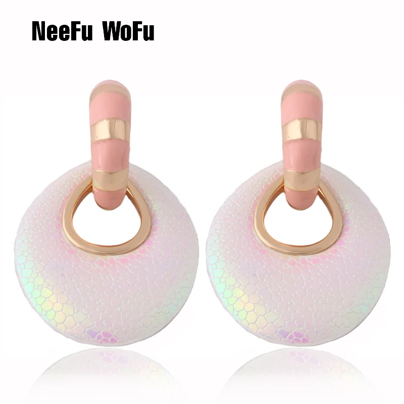 NeeFu WoFu сверкающие кожаные серьги капельки брендовые леопардовые для женщин