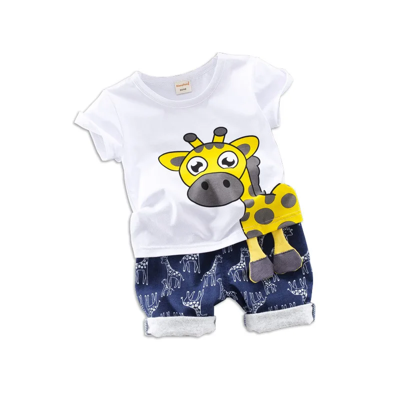 

Boy Suit Summer New Kid Short-sleeved Baby's Pure Cotton T-shirt Two-piece Suit 1-4 Year Trend