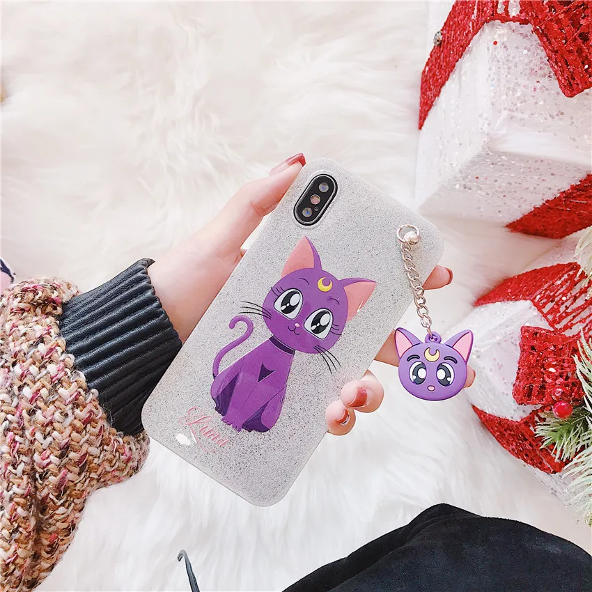 Прозрачный Чехол из ТПУ для iphone x/10, мягкий чехол с изображением Луны, волшебной палочки, блестящая задняя крышка, чехол для iphone 8, 7, 6, 6s plus, прозрачный чехол с кошкой и подвеской - Цвет: Прозрачный
