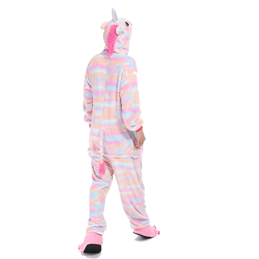 Kigurumi Косплей мужские и женские разноцветные пижамы с единорогом костюмы на