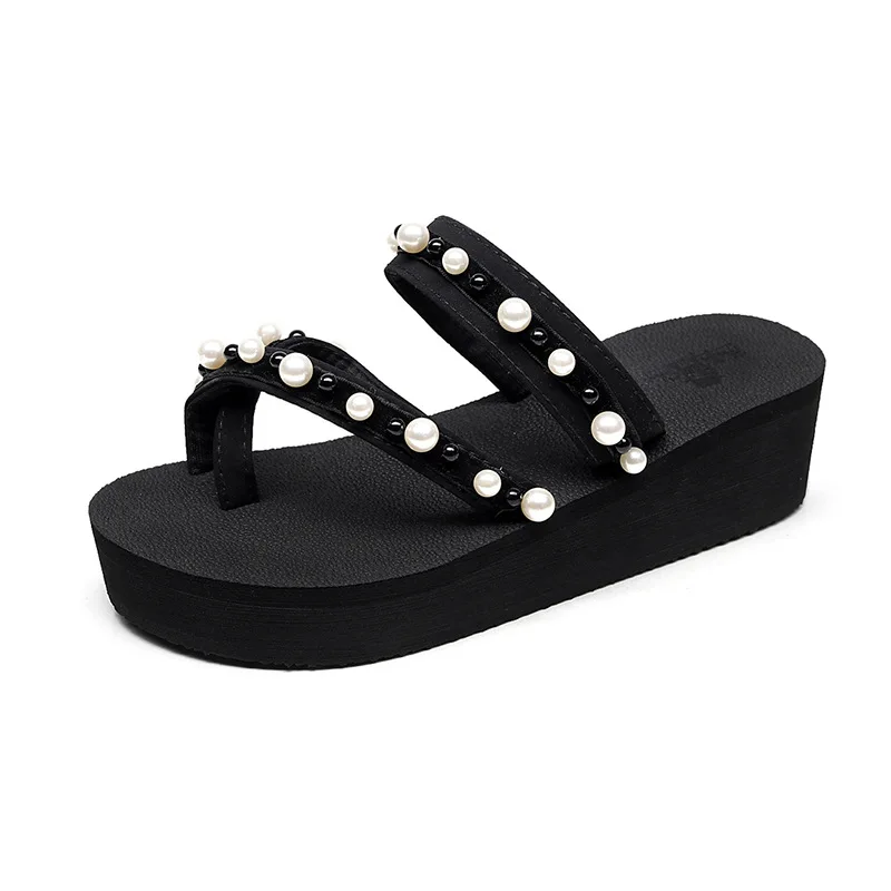 Pearl clip toe sandals mujer anti-skid slippers outside women summer fashion brand platform shoes ladies beach sandalia feminina | Обувь