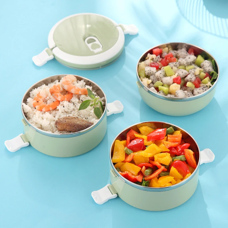 Стальной изолированный Ланч-бокс для кухни, портативный утолщенный контейнер для еды для детей, для офиса, со слоями, термос, bento box из нержавеющей стали