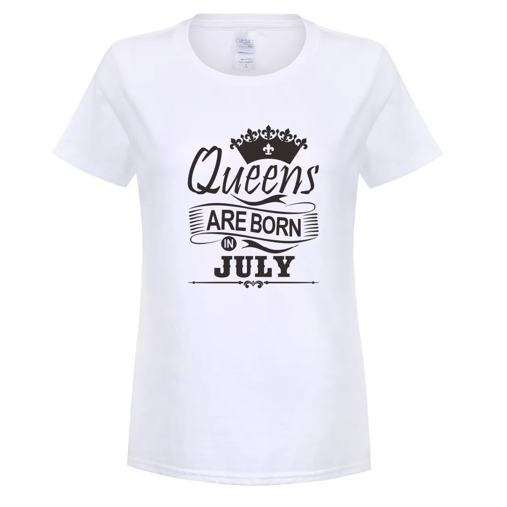 Футболка женская с коротким рукавом хлопковая рубашка надписью Queen Are Born In July