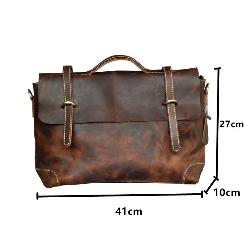 Retro Men Handbags Genuine Leather Shoulder Bag Diagonal 14&quot Laptop Business Briefcase Crossbody Messenger Bags Vintage |