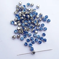 sew on crystal rhinestones strass shiny glass stones light sapphire 100pcslot 3 8mm sewing crystals diy gem decoration