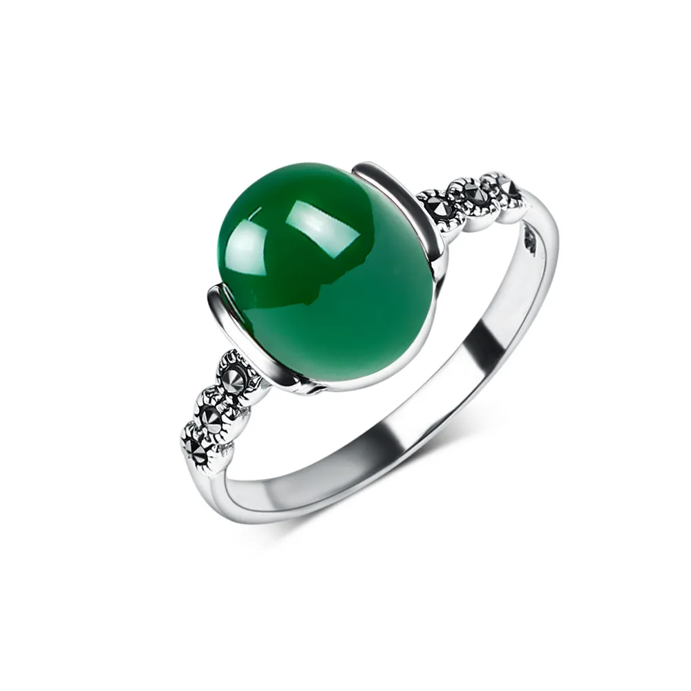 Green Agate 925 Sterling Silver Rings for Women Engagement Wedding Ring Vintage Nature Stone Jewelry | Украшения и аксессуары