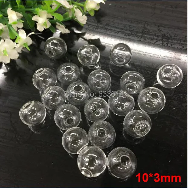 

100pieces per lot 10mm glass globe with 3mm hole Glass bottle empty vial pendant jewelry findings supply glass locket charms