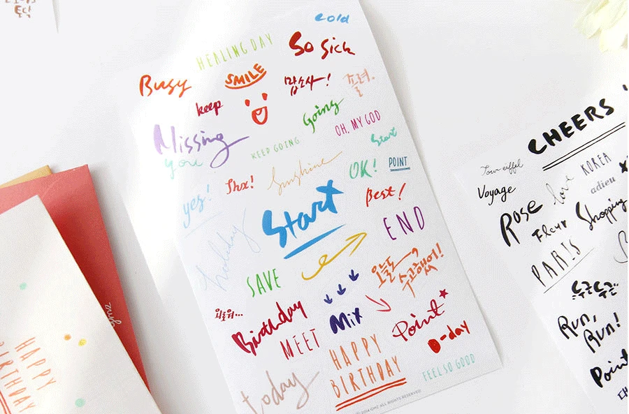 8 Соединенных корейских прозрачных ПВХ слов искусства слова DIY декоративные