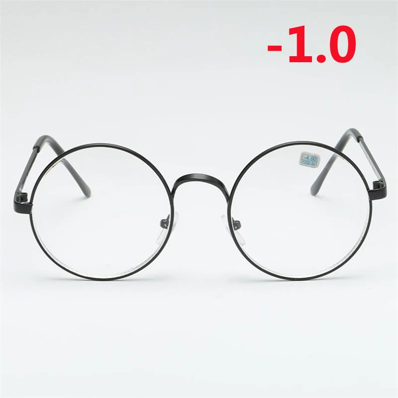Myopia 100 Студенческие очки для близорукости, женские и мужские металлические круглые очки, оправа с градусом, короткие очки для коррекции зрения-1-1,5-2-2,5-3-3,5-4,0 - Цвет оправы: Myopia 100