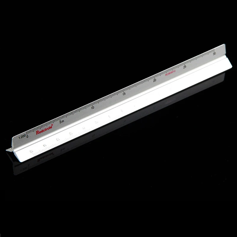 Red Circle Triangular Scale Ruler 30cm Aluminium Alloy 1:50-400 For Graphics Design | Канцтовары для офиса и дома