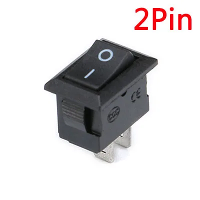 5 шт./лот, черный кнопочный переключатель 3A 250 В KCD11, 2Pin/3Pin, Кнопка ВКЛ./ВЫКЛ., кулисный переключатель 10 мм* 15 мм, черный и красный - Цвет: 2pin black