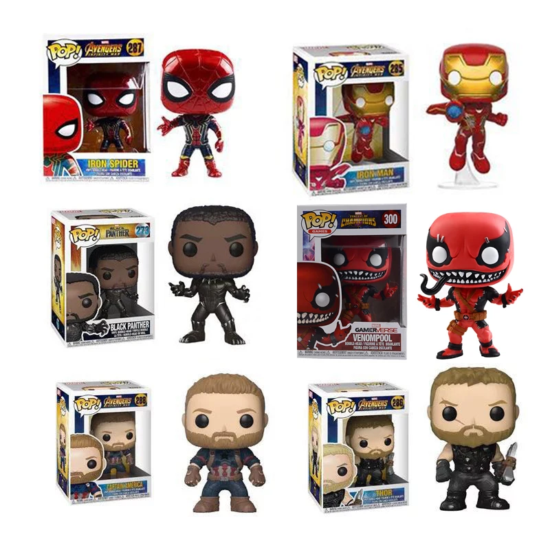 FUNKO POP Marvel Мстители Venompool Черная пантера Человек паук ПВХ фигурка модель игрушки