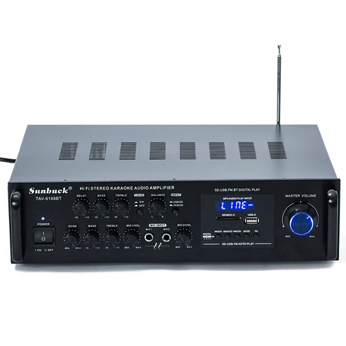 Black DC12V AC220V 2,1 канальный 300 Вт высокой мощности SD USB FM Bluetooth пульт дистанционного управления усилитель мощности домашний AV усилитель - Цвет: Black