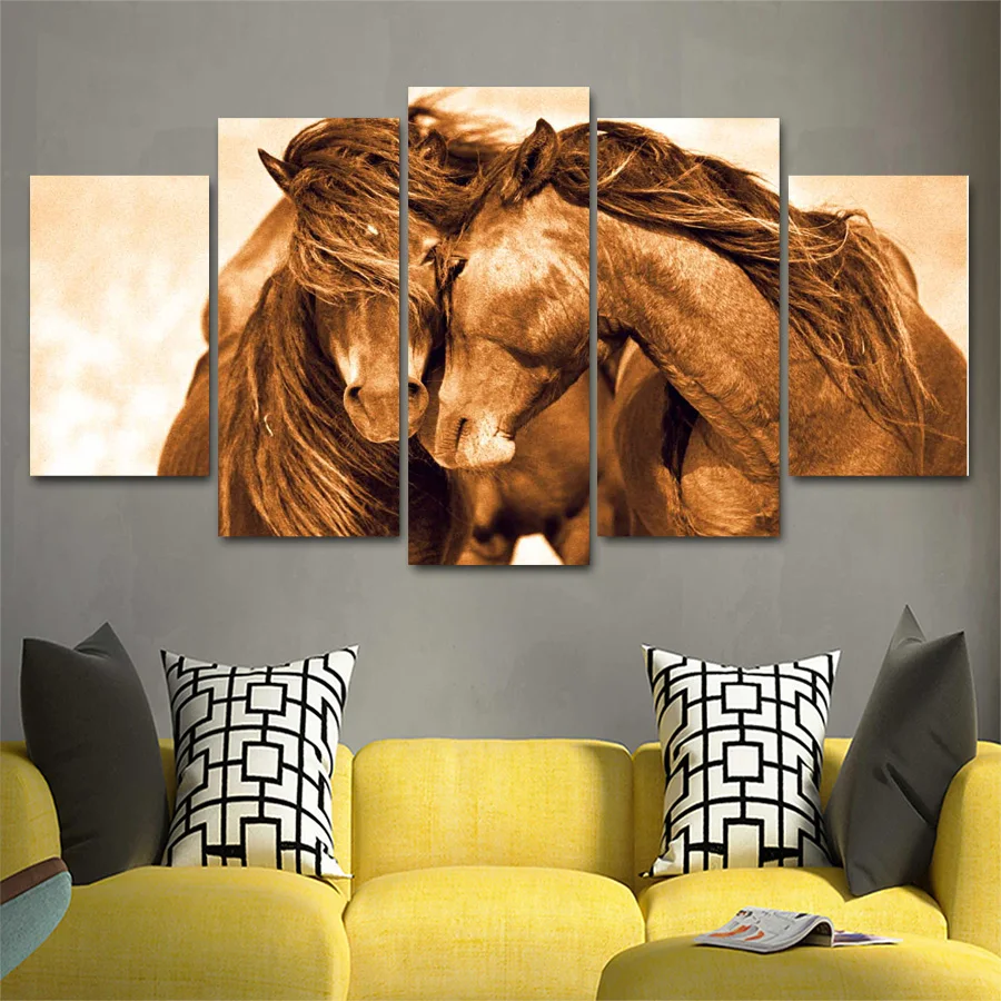 

Drop shipping 5 Panel Wall Art Pictures Canvas Painting abstract canvas poster painting decoration for living room LW095