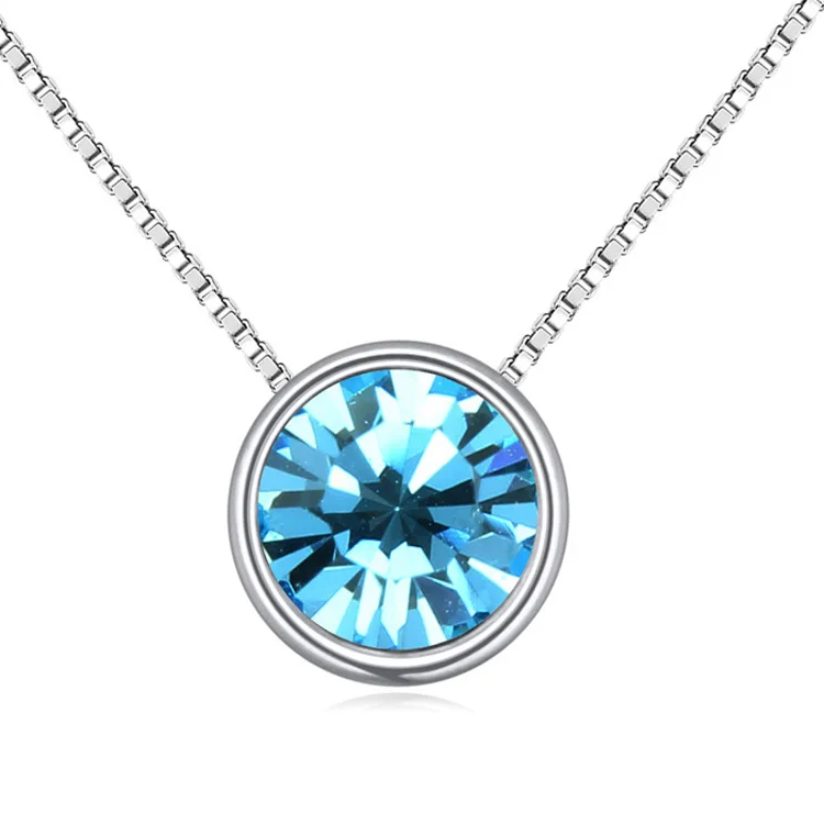 Malanda модный бренд круговой кулон круглый кристалл от Swarovski заявление Ожерелья для Для женщин Свадебные украшения подарок для девочки - Окраска металла: Aqua Blue