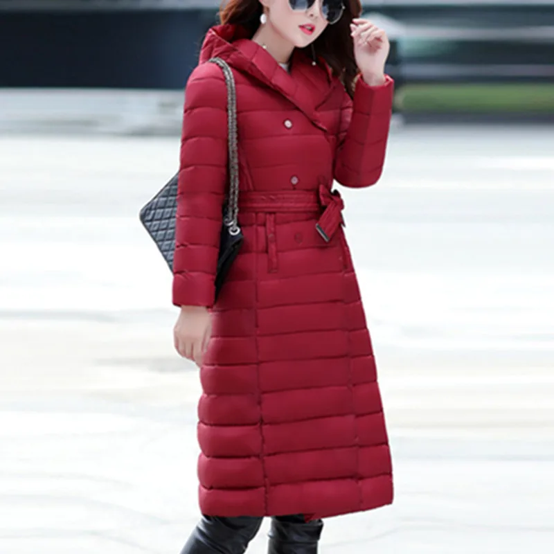 Для женщин парки 2018 новые зимние Утепленные Пальто с капюшоном теплые длинные