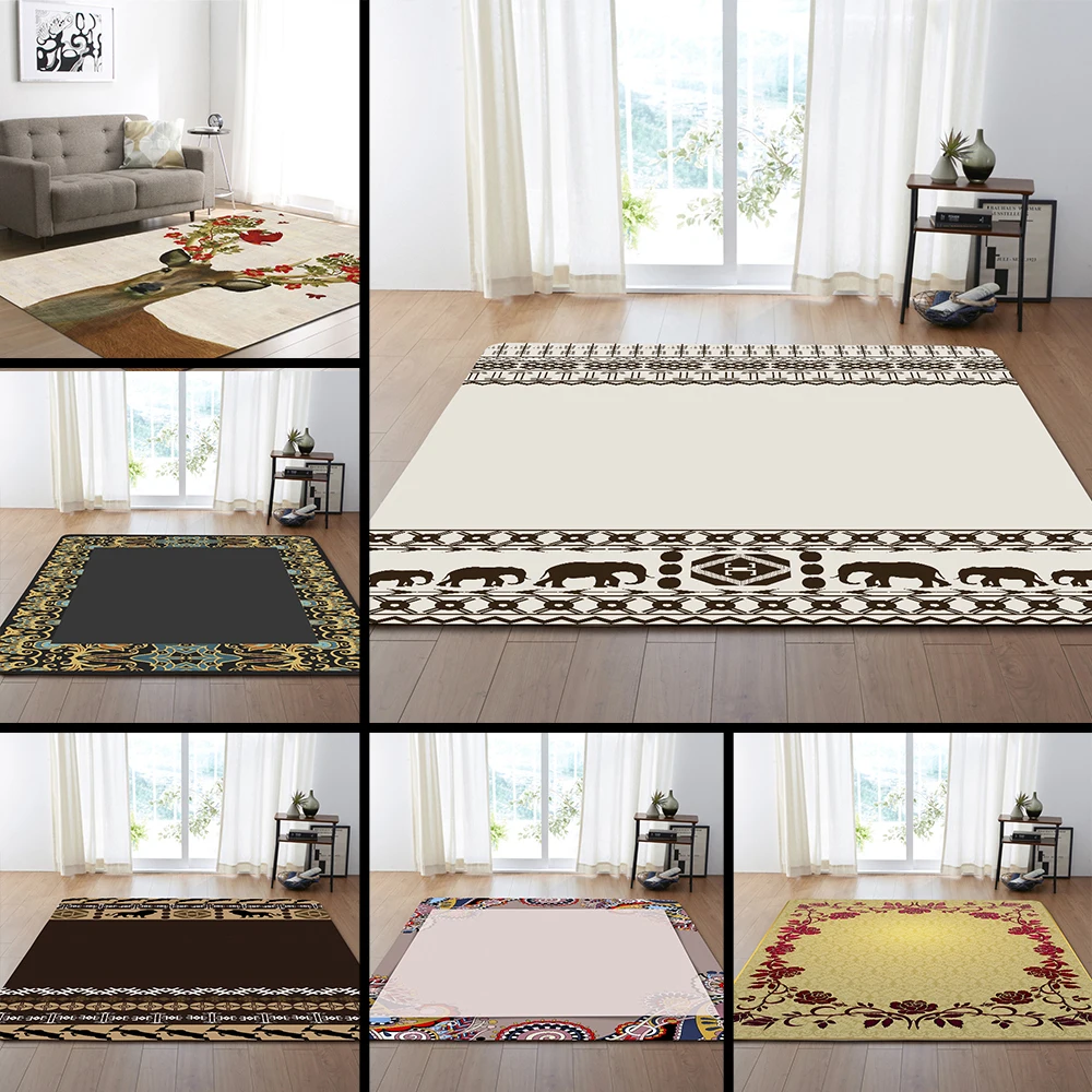 

Pastoral Florals Living Room Carpets Anti-slip Mat Parlor Room Bedside Area Rug Mats Soft Flannel Big Home Decoration Rug Carpet