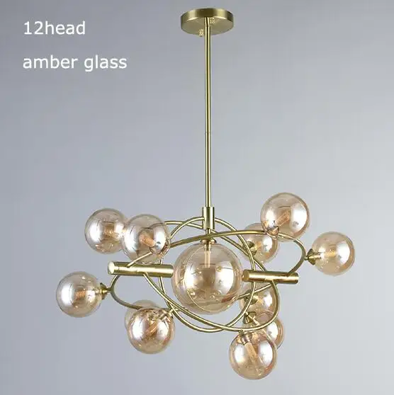 12head amber ball Современный Глобальный стеклянный светильник-люстра, скандинавские стеклянные подвесные светильники с подвесками, светильник для гостиной - Цвет абажура: 12head amber ball