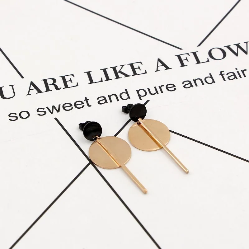 2018 Мода Любовь двойной черный круглый длинными квадратный Серьги-гвоздики